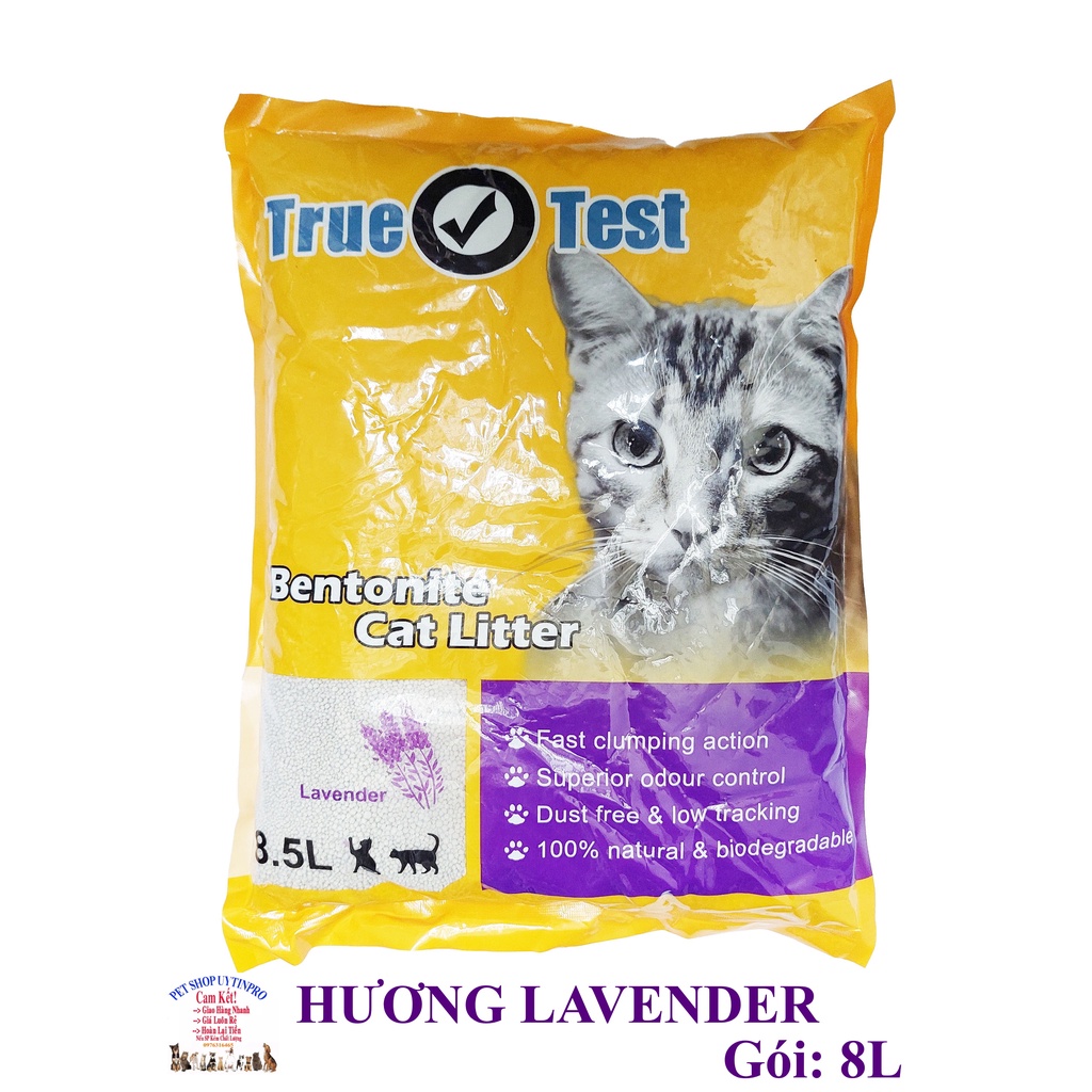 Cát vệ sinh cho mèo TRUE TEST Bentonite Cat Litter Túi 8L Siêu khử mùi Siêu vón cục Thương hiệu Haisen