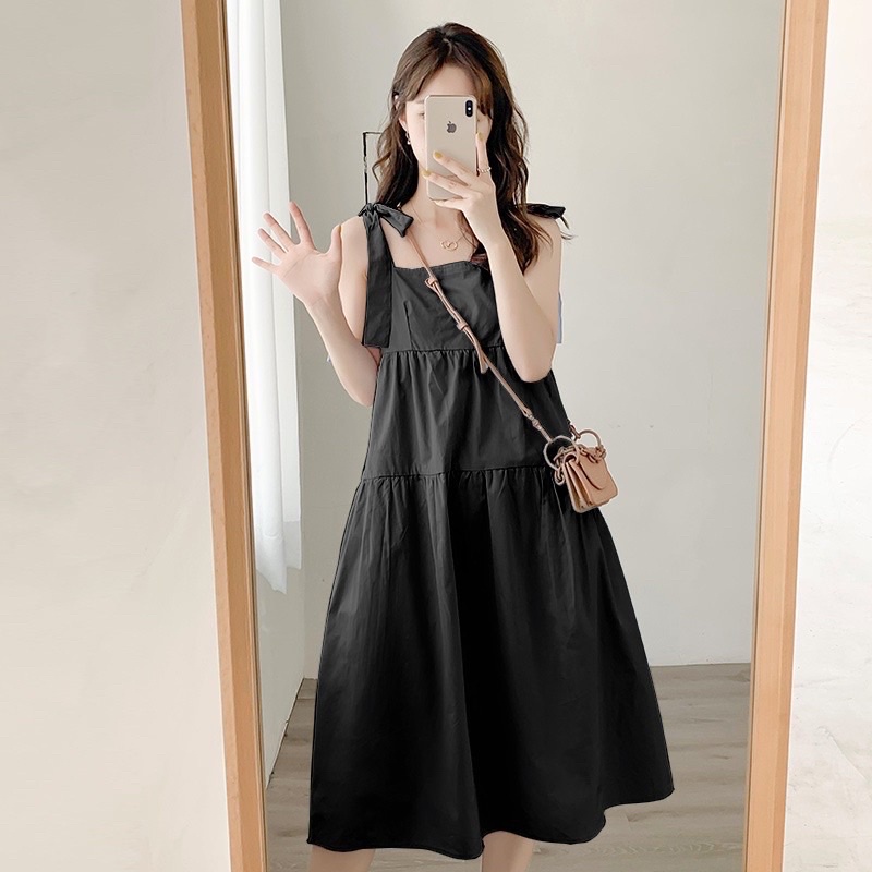 [Ảnh thật/Video] Đầm - váy hai dây ulzzang voan tơ buộc vai 2 lớp Váy hai dây thô vintage dáng dài