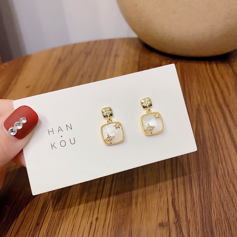 KHUYÊN TAI NỮ PHONG CÁCH HÀN QUỐC PHỐI ĐÁ OPAL NHÂN TẠO BÔNG TAI NỮ THANH LỊCH, SANG CHẢNH V3