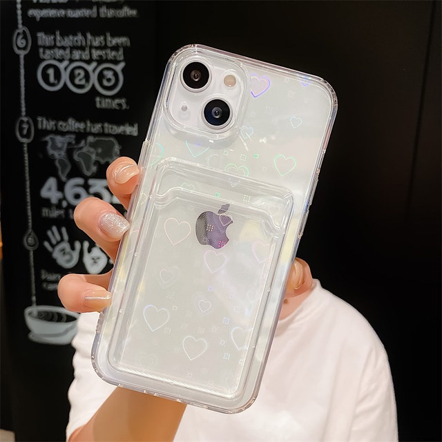 Ốp silicon trong suốt hình trái tim màu laser cho iPhone 12 11 Mini Pro Max XR XS MAX X 10 8 7 6 6 Plus + SE 2020 2021 | BigBuy360 - bigbuy360.vn