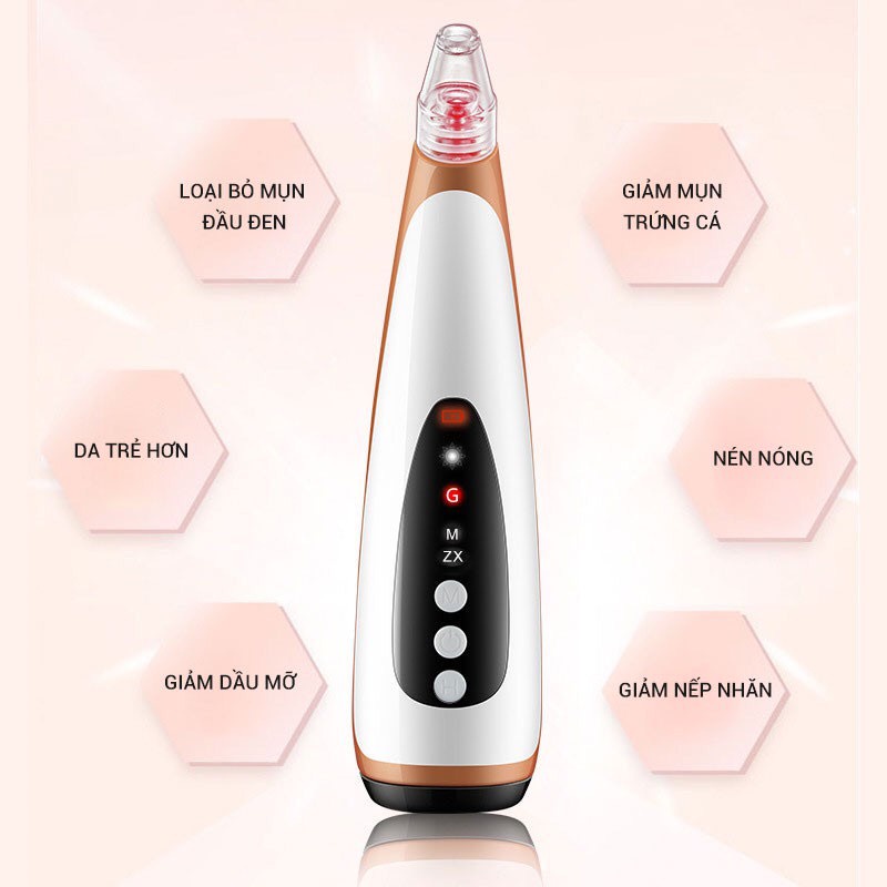 Máy hút mụn đầu đen dụng cụ làm sạch lỗ chân lông làm nóng giúp hút mụn cám, mụn đầu đen