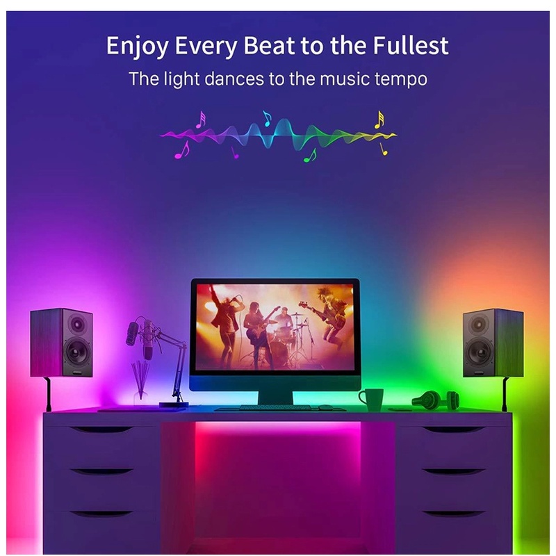 Dây Đèn Led Nháy Theo Nhạc Kết Nối Wifi TUYA 16 Triệu Màu, Điều Khiển Qua APP + Remote RGB 5M, 10M