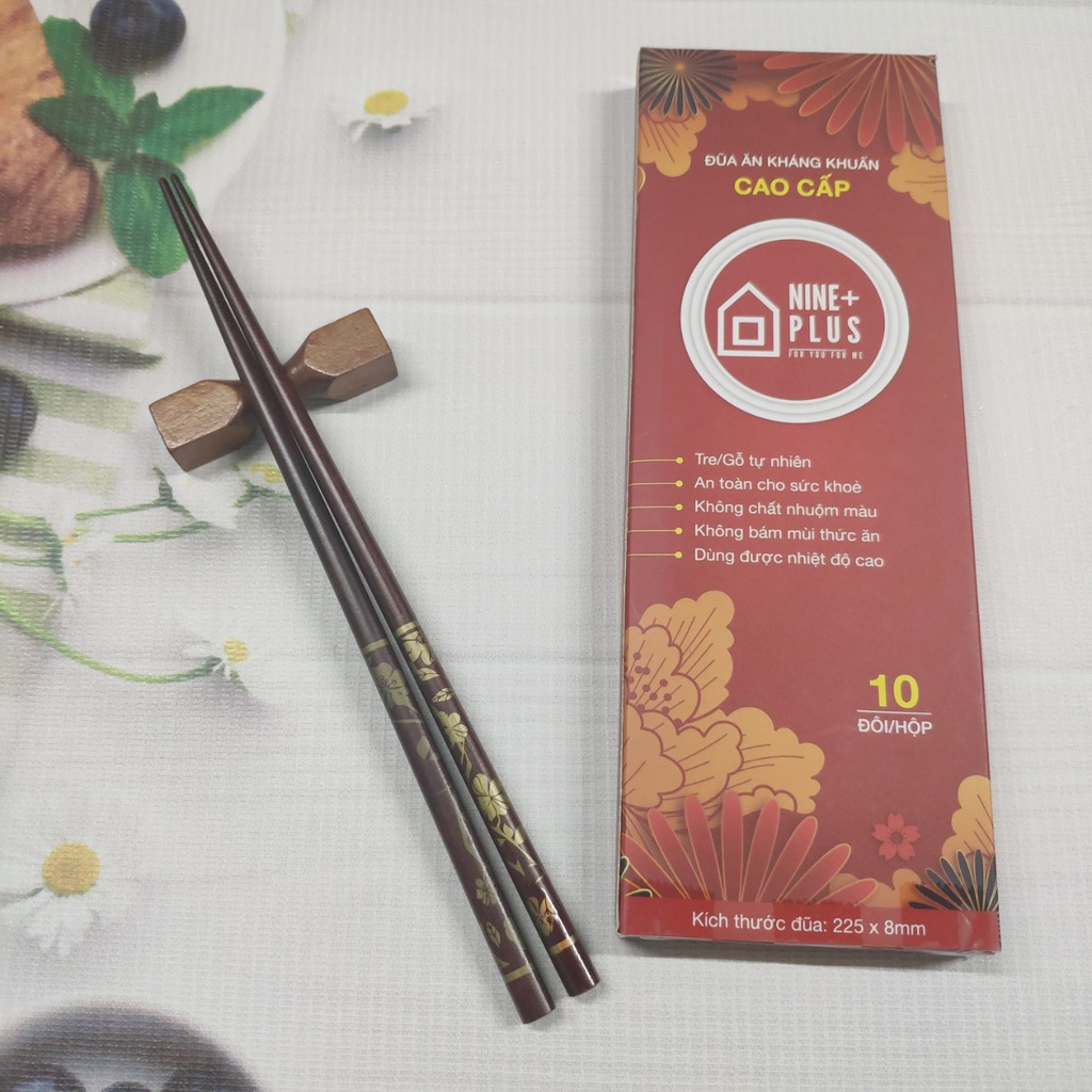 Bộ 10 đôi đũa gỗ cao cấp Nine Plus