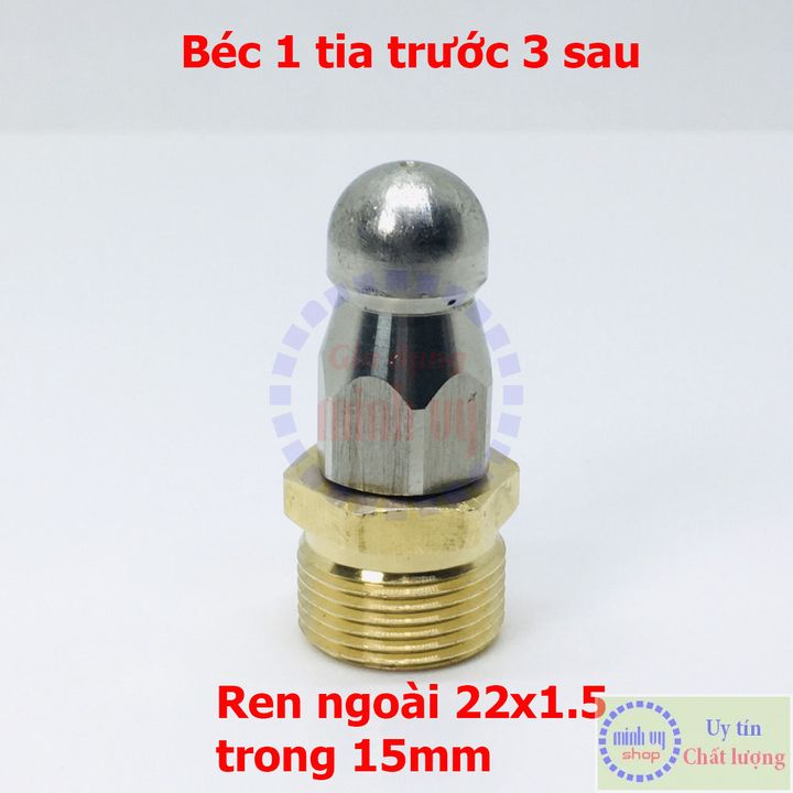 Béc phun thông tắc cống - Bec phun inox ren 1/4 icnh : 1 trước 3 sau