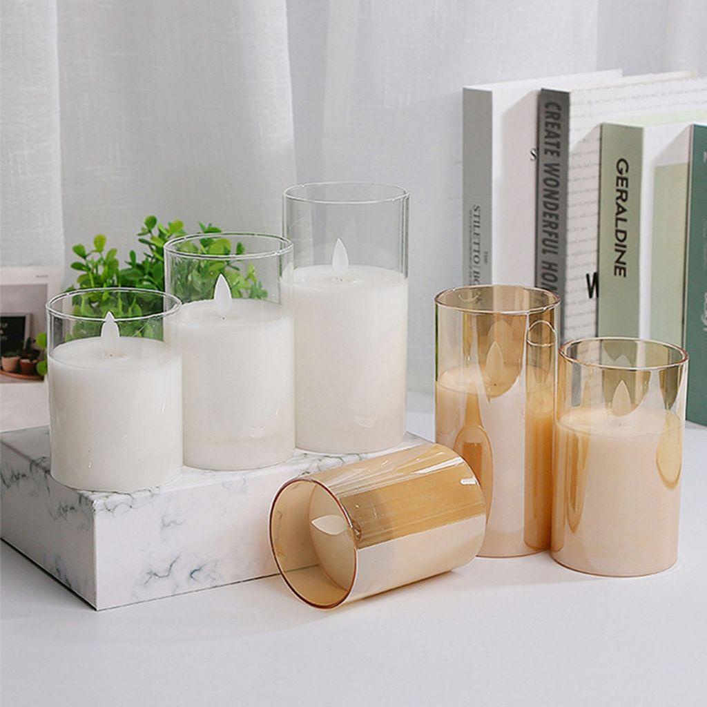 YIYU Bộ 3 Đèn LED Hình Nến Có Điều Khiển Từ Xa Trang Trí Giáng Sinh