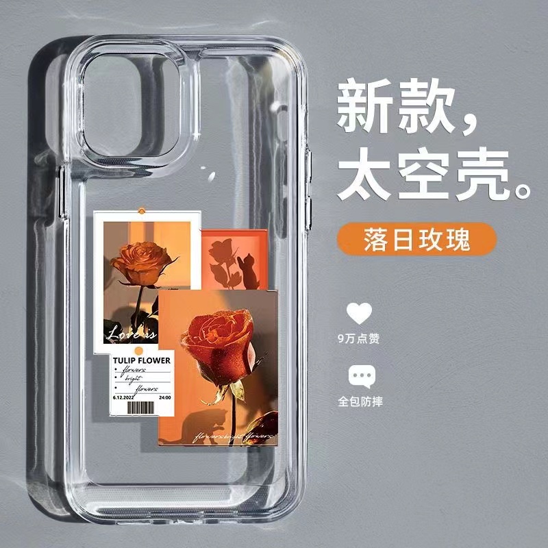 Ốp Điện Thoại Trong Suốt Hình Hoa Hồng Cho iphone 11 13 7 8 Plus 12 13Pro Max X XS Max 7 8 SE 2020