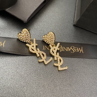 YVES SAINT LAURENT YSL Bông tai mạ bạc 925 thiết kế đơn giản phong cách Hàn Quốc thời trang cho nữ