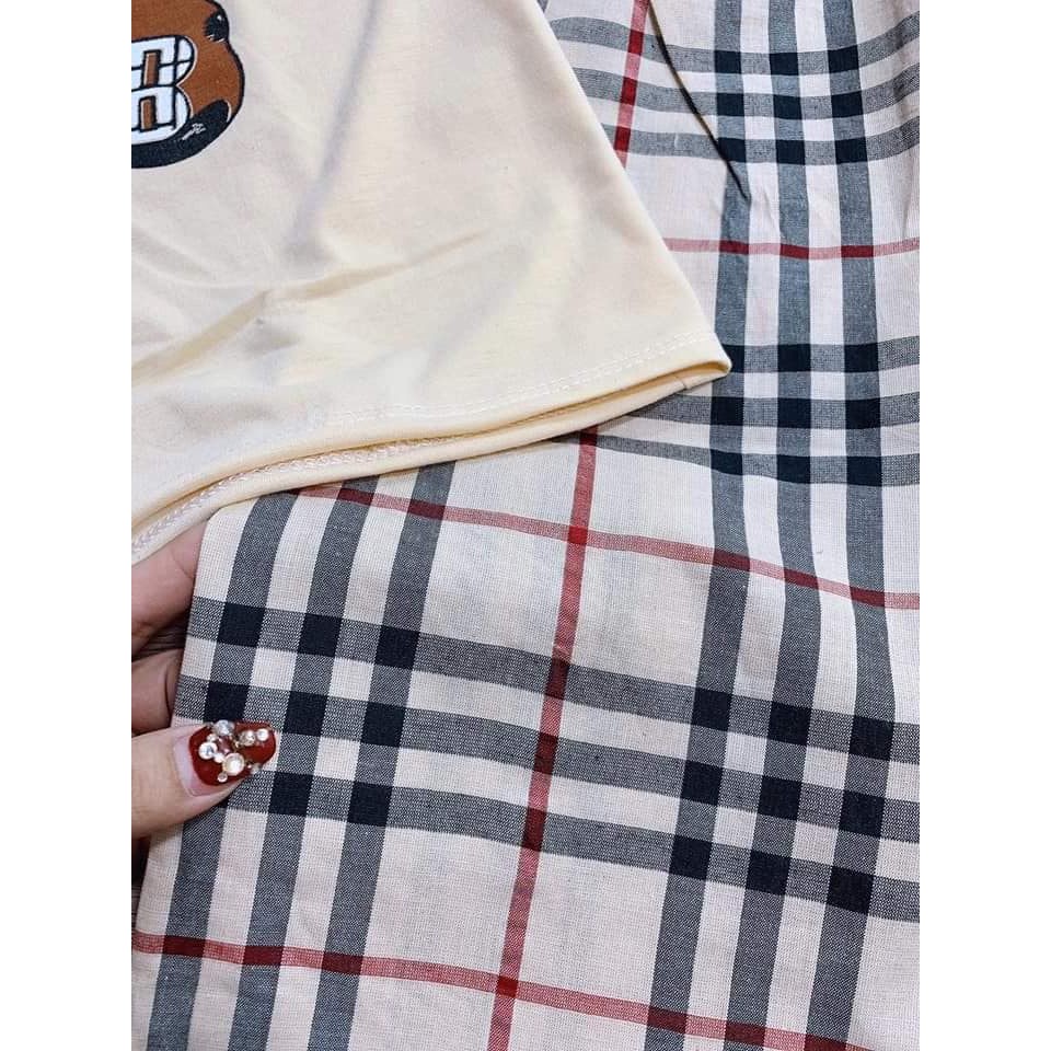 Bộ kẻ gấu BBR quần Lửng, set bộ nữ mặc nhà | BigBuy360 - bigbuy360.vn