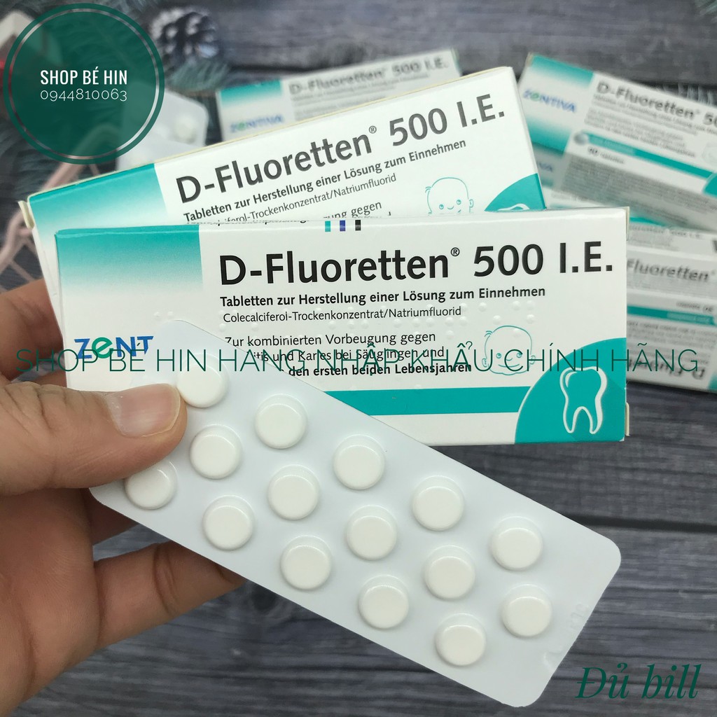 (Đủ bill, Date mới) Vitamin D Fluoretten 500 I E, bổ sung D3 Fluoretten,viên D3 Flour Đức chính hãng