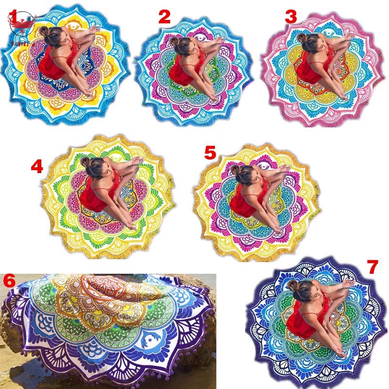 Thảm Tập Yoga/Đi Biển/Treo Tường Trang Trí Họa Tiết Hoa Sen Kiểu Ấn Độ Mandala