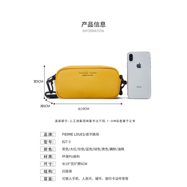 Túi đeo chéo forever young chuẩn hãng Pierre Loues nội địa Trung