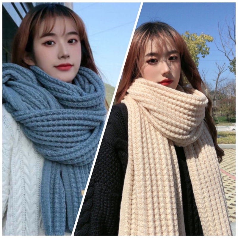 Khăn len quàng cổ đan ấm áp dài 175cm