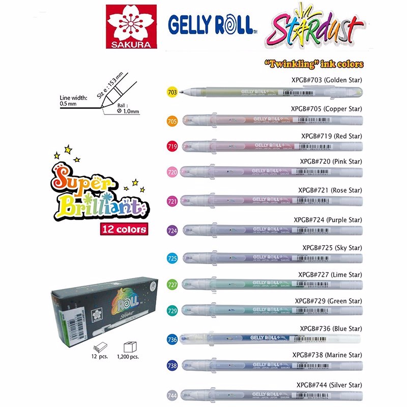 SAKURA Gelly Roll - Star Dust Gel Pen (bút nhũ ánh bạc)