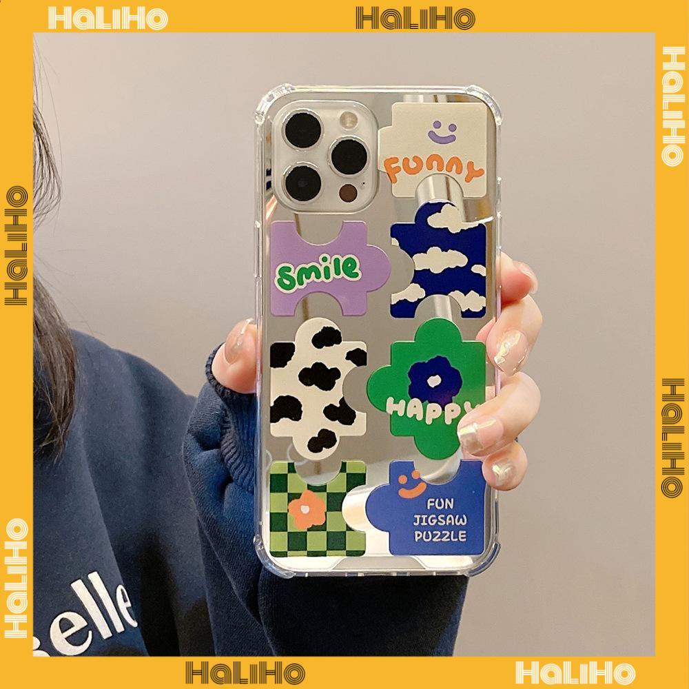 iPhone Case Acrylic HD Mirror Laser Airbag Shockproof Protection Camera Cute Puzzle Compatible For iPhone 11 iPhone 13 Pro Max iPhone 12 Pro Max iPhone 7 Plus iPhone xr xs max