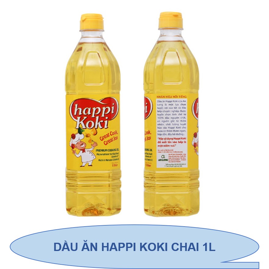 Dầu ăn cao cấp Happy Koki chai 1 lít
