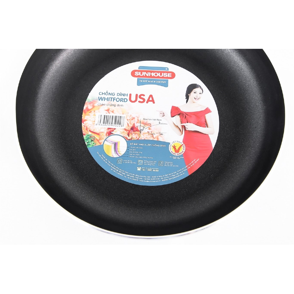 Chảo trơn chống dính SUNHOUSE đủ size 14/16/18/20/22/24/26//28/30cm