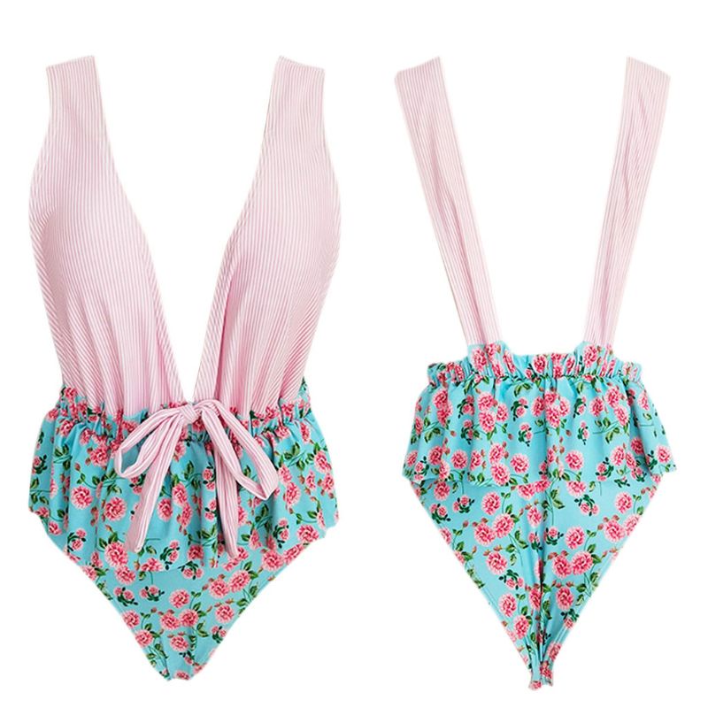 Xiangbao Bikini Một Mảnh Cổ Chữ V Khoét Sâu In Họa Tiết Hoa Gợi Cảm Cho Nữ