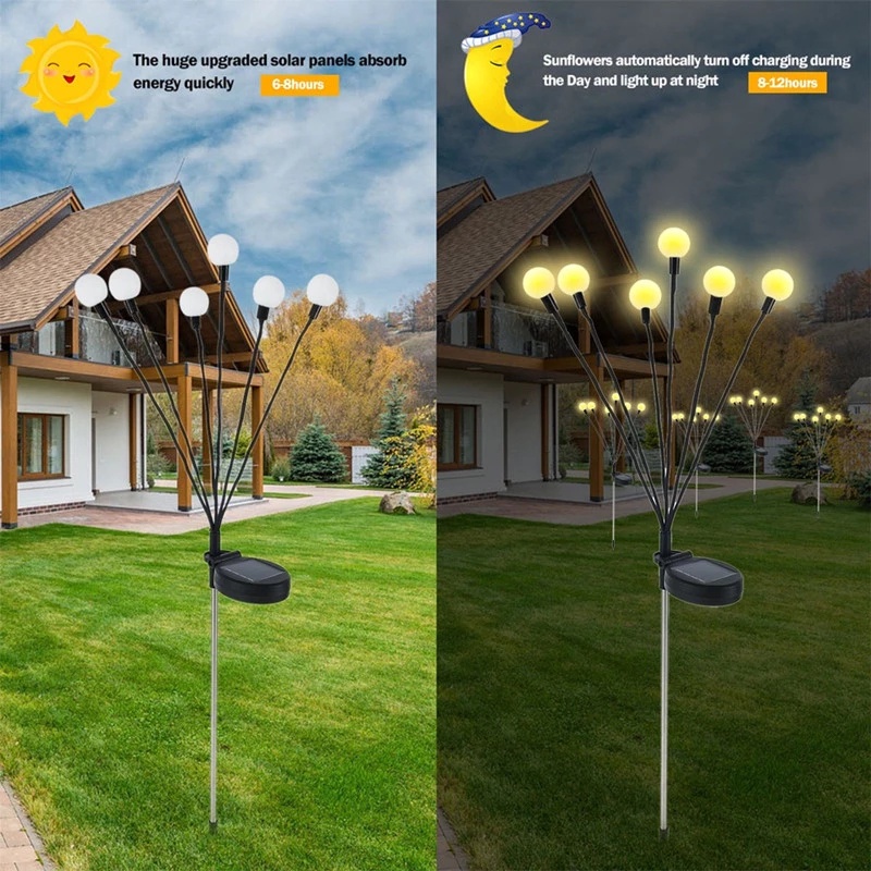 Đèn Led Năng Lượng Mặt Trời Chống Thấm Nước Hình Pháo Hoa Trang Trí Sân Vườn