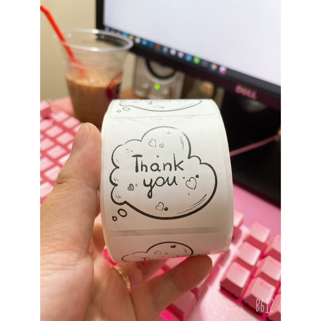Set 100 Tem Thank You In Nhiệt 5 x 5cm