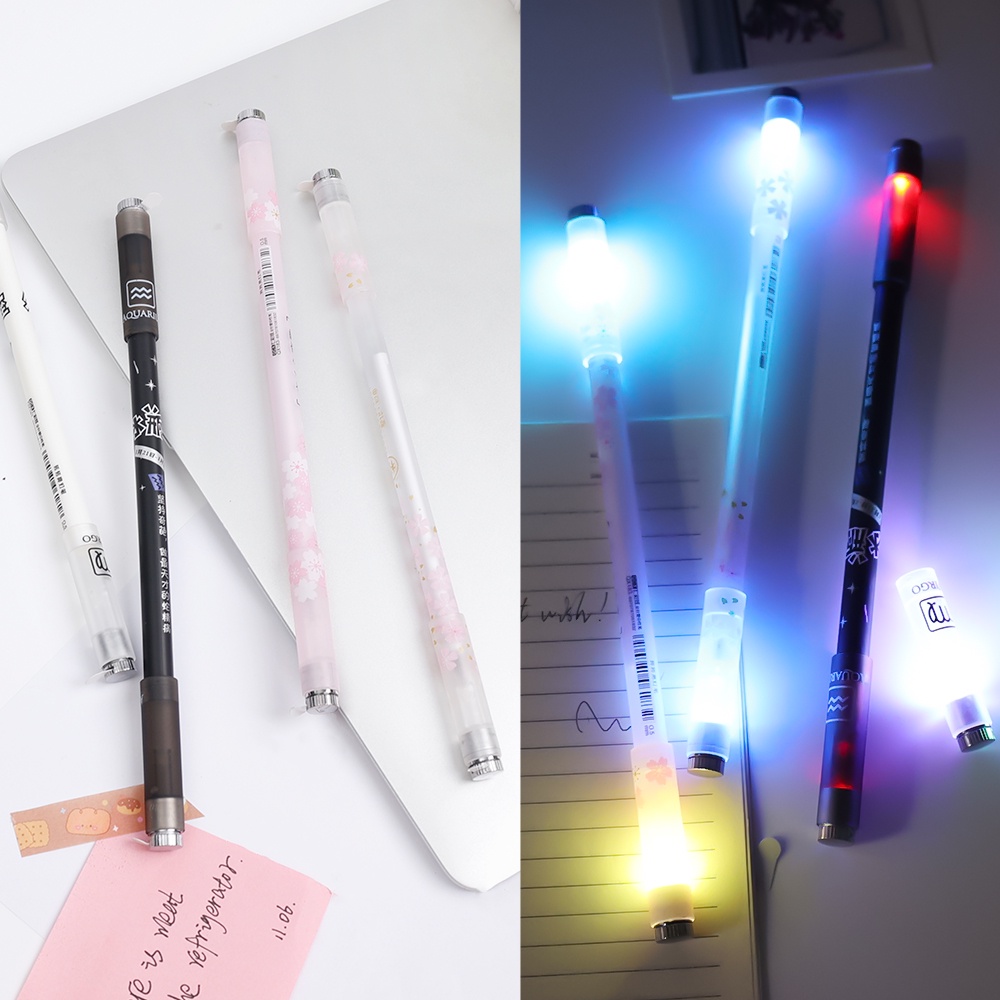 Bút Bi Xoay Ngón Tay Có Đèn Led Phát Sáng Độc Đáo Tiện Dụng Cho Học Sinh