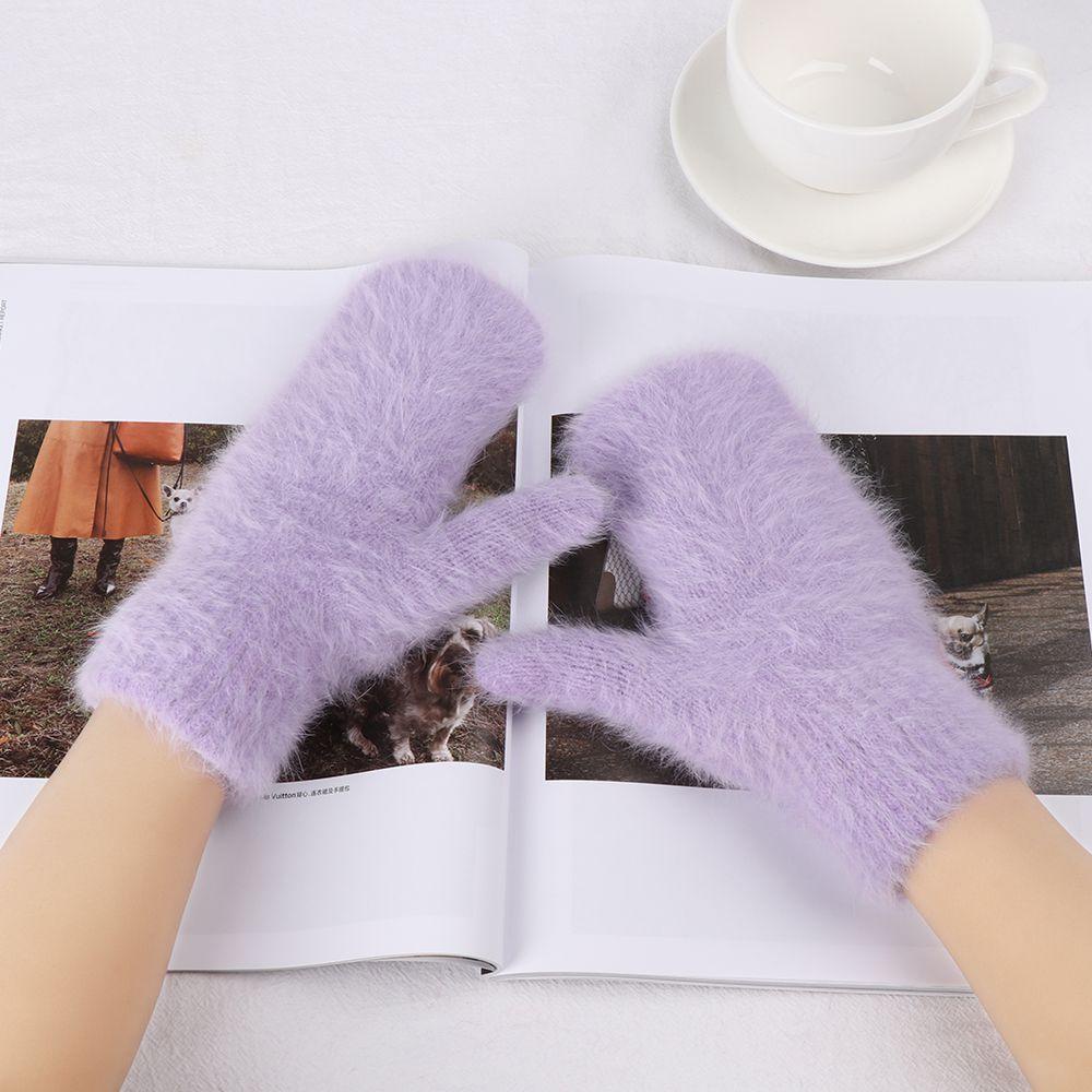 Găng Tay Lông Giả Mềm Mại Co Giãn Chống Gió Màu Kẹo Ngọt Thời Trang