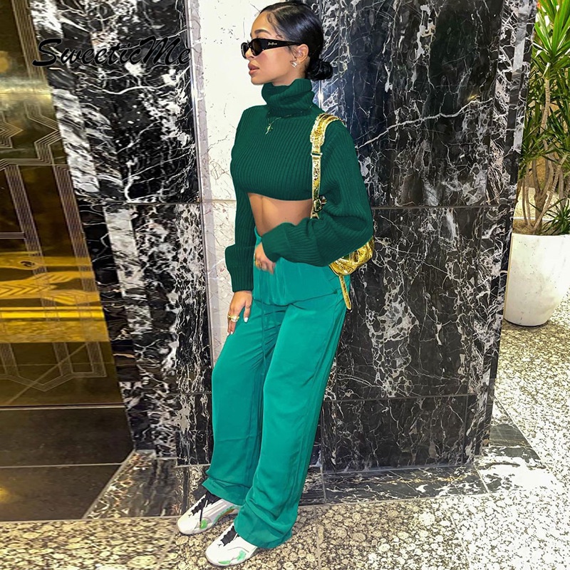 Áo Sweater Dệt Kim Dáng Ôm Màu Trơn Thời Trang   Gợi Cảm Cho Nữ