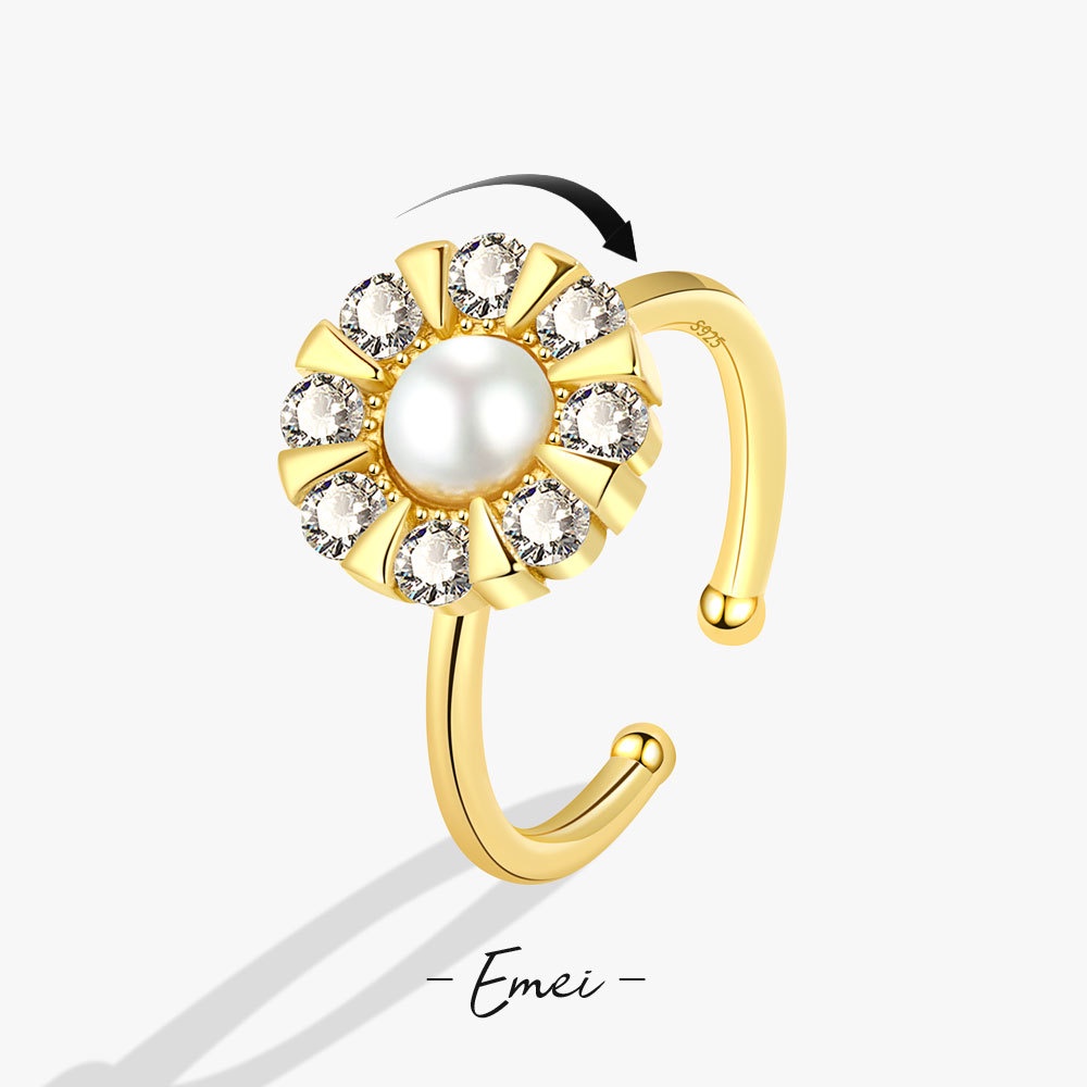 Nhẫn Xoay Hình Hoa Hướng Dương Đính Kim Cương Giả Có Thể Điều Chỉnh Kích