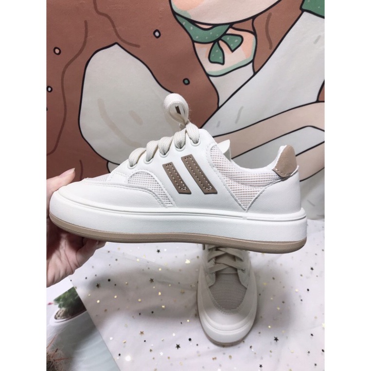 SẴN - VIDEO THẬT Giày thể thao viền nâu độn đế đi cực êm G054