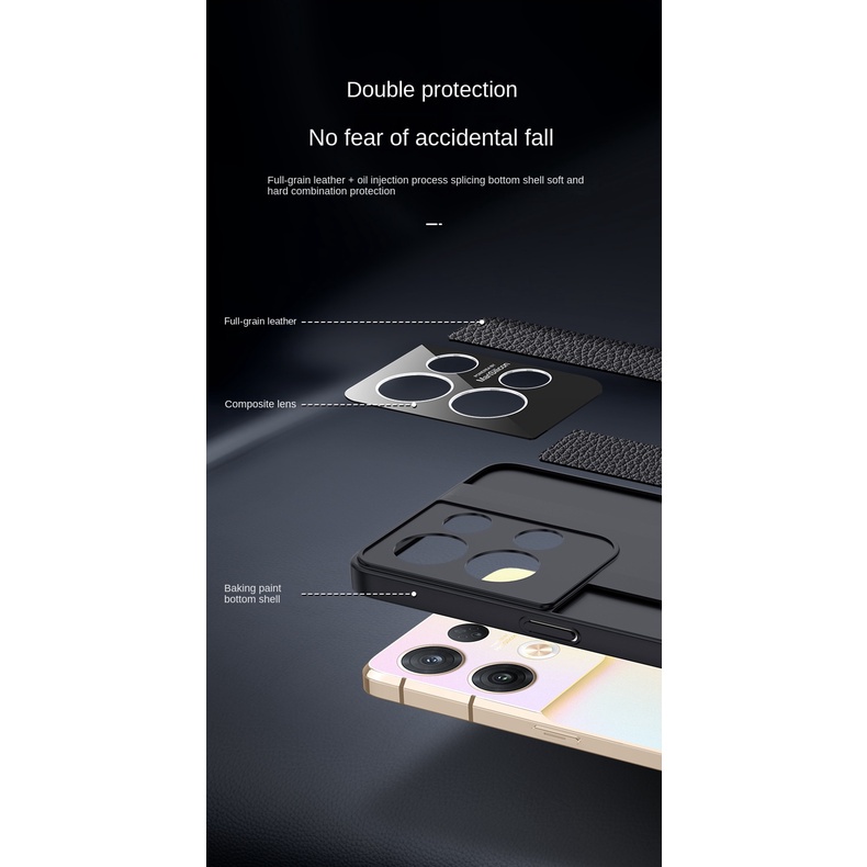 Ốp Điện Thoại Da Thật Thời Trang Chống Sốc Bảo Vệ Camera Cho OPPO Reno8 Reno 8 Pro