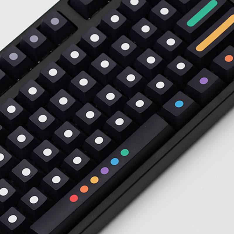 136 Keys White/Black Dot Keycap Cherry Profile PBT Five-sided Sublimation Keycaps Fit 61/64/68/87/96/98/104