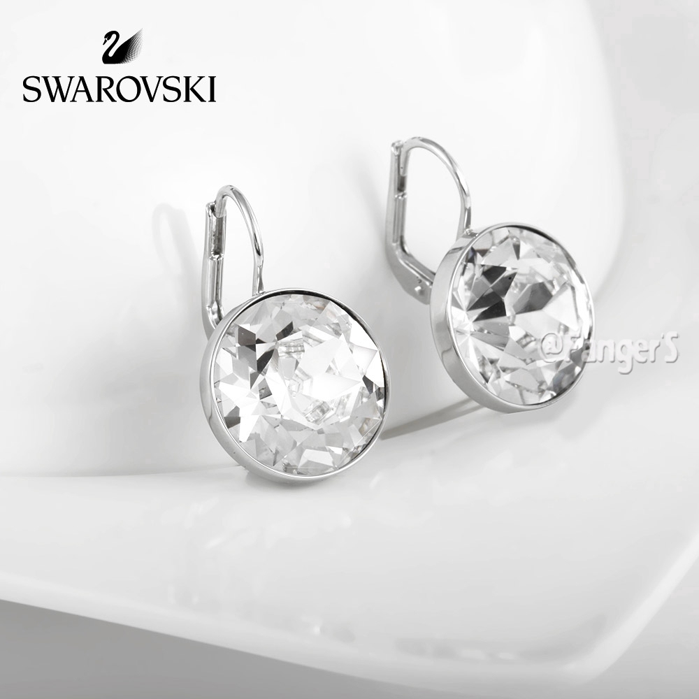 Hàng Có Sẵn!!!Bông Tai Mạ Vàng Đính Pha Lê Trắng Thời Trang Swarovski