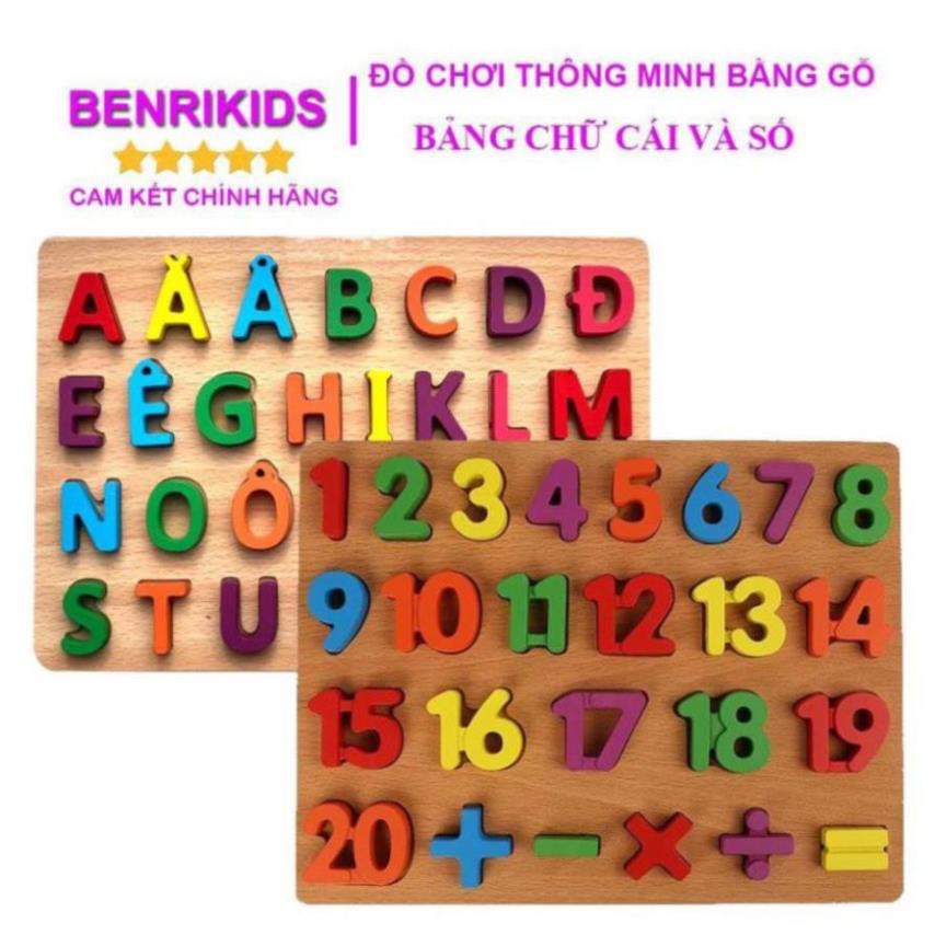 Bộ 2 Bảng Chữ Cái In Hoa Tiếng Việt Và Số Đếm 20 Số Phép Tính Bằng Gỗ Benrikids