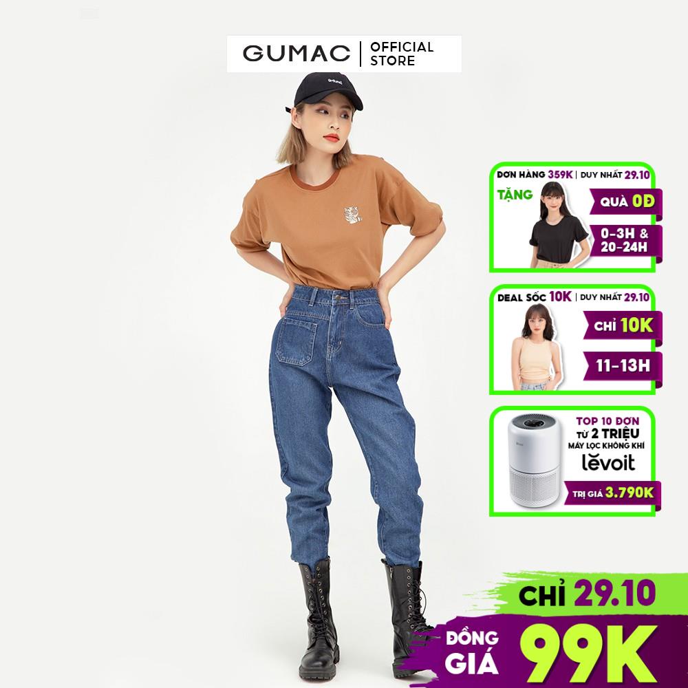 [Mã WABRGUD1 giảm 10% đơn 99K] Áo thun nữ in sticker tay lỡ trẻ trung GUMAC ATB519