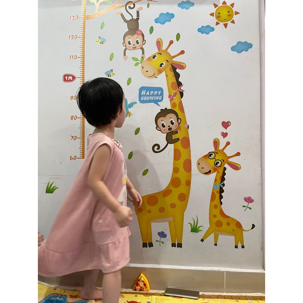 Tranh Decal Dán Tường Cho Bé (QUÁ RẺ) - Hình Đo Chiều Cao có sẵn lớp keo phía sau Cho Bé TE22