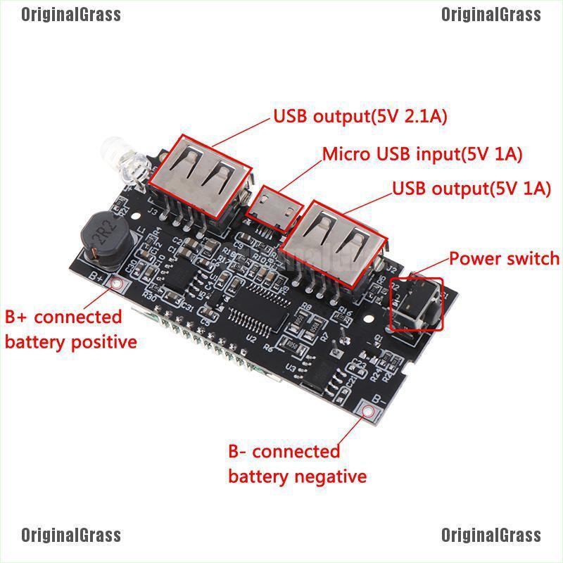 Bo Mạch Sạc Dự Phòng Pcb 5v 1a 2.1a 2 Cổng Usb