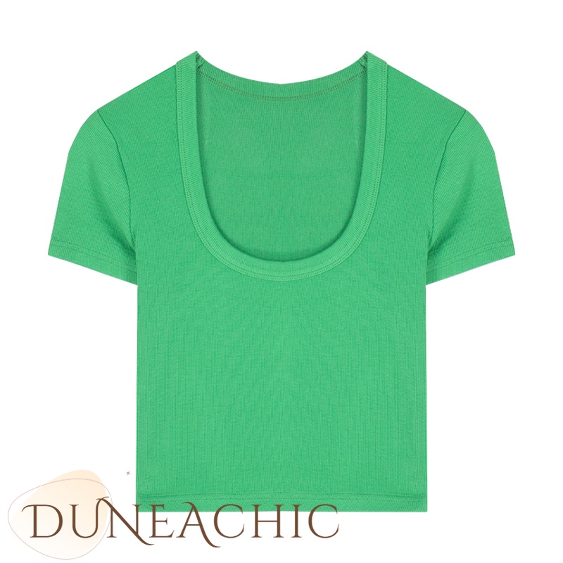 DUNEA Áo Thun Ngắn Tay Cổ Chữ U Thiết Kế Đơn Giản Quyến Rũ Cho Nữ