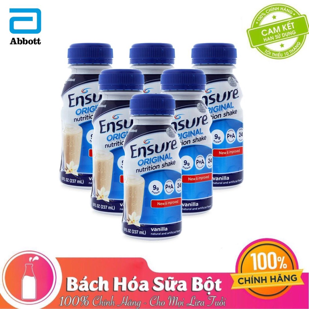 Sữa Nước Abbott Ensure Liquid Vanilla 237ml - Lốc 6 Chai (Date: 08/2024)