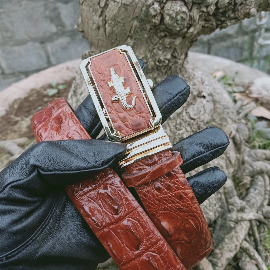 Dây Lưng Nam Da Cá Sấu Thật 100% Liền Sợi Thời Trang Cao Cấp Bảo Hành 12 Tháng