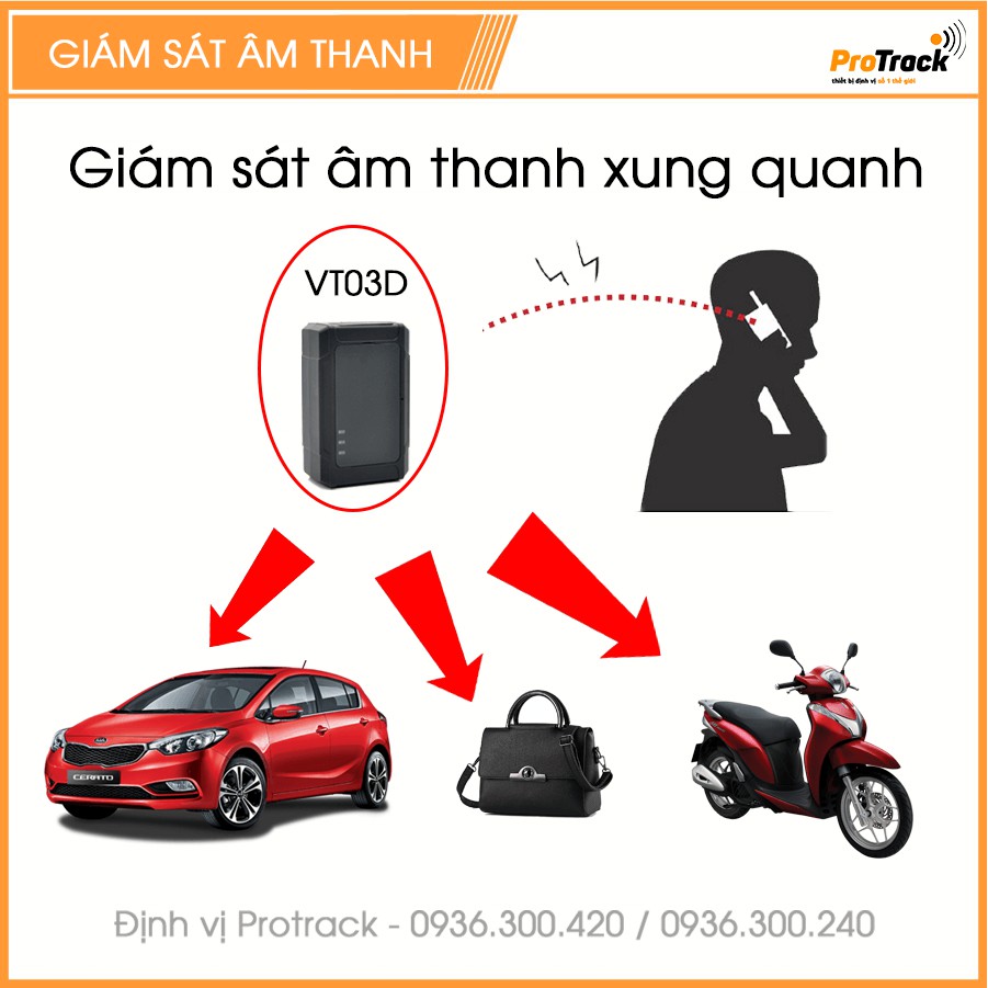 [MUA SỈ GIẢM MẠNH] Định Vị Ô Tô, Xe Máy Không Dây, Không Cần Lắp Đặt, Giám Sát Âm Thanh VT03D | Chính Hãng GPS Protrack