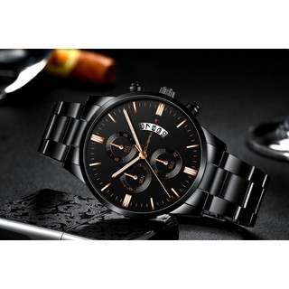 Đồng Hồ Nam CUENA Cao Cấp Dây Kim Loại màu đen