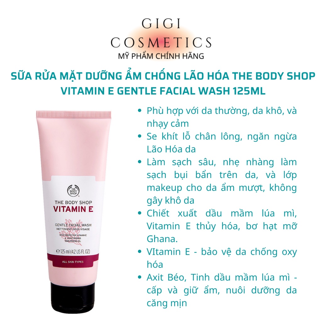 Sữa rửa mặt dưỡng ẩm The Body Shop Vitamin E Gentle Facial Wash 125ml