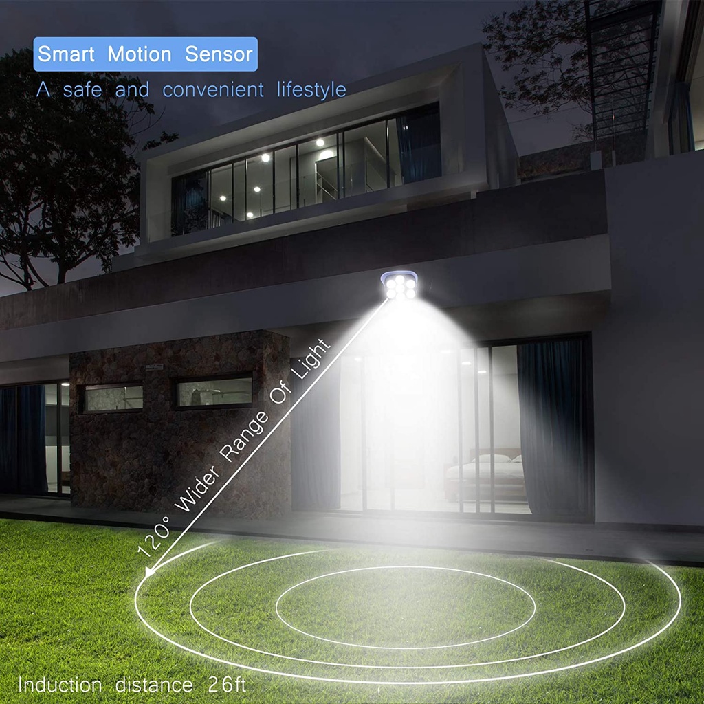 Đèn Led Năng Lượng Mặt Trời Chống Thấm Nước Cảm Biến Chuyển Động PIR Cho Gara Sân Vườn