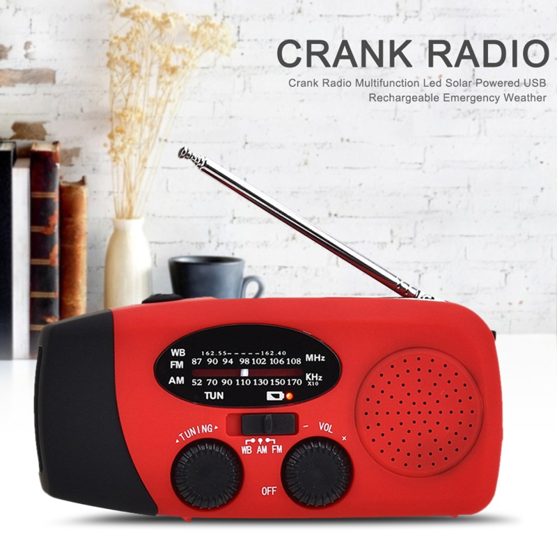 Radio AM / FM NOAA Sử Dụng Năng Lượng Mặt Trời 2000mAh Có Báo Động SOS