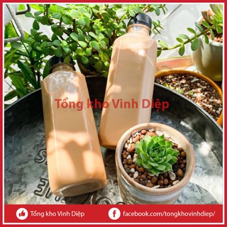 Chai nhựa 350ml nắp đen đựng trà sữa, nước mía, nước giải khát