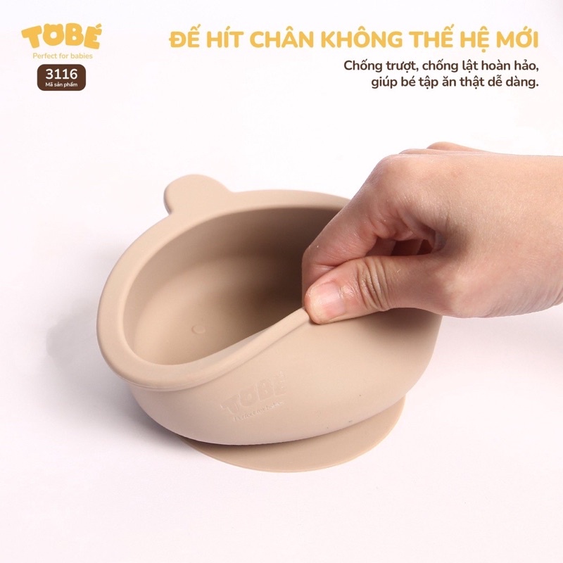 Bát Ăn Dặm Silicone hình Gấu ToBé nhiều màu cho bé