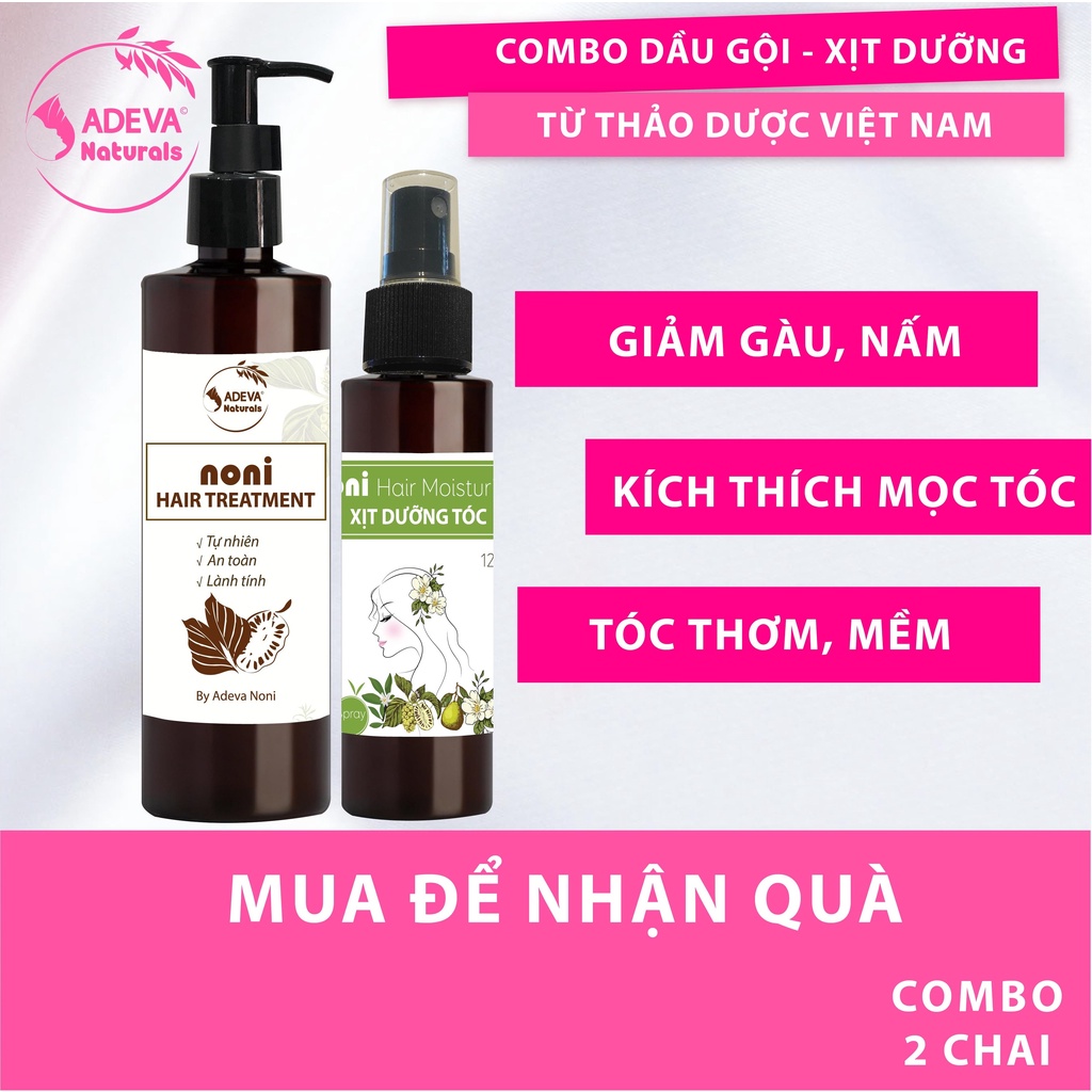 Combo Dầu gội thảo dược (có bọt) và Xịt dưỡng tóc Trái nhàu ⚡FREESHIP⚡kích thích mọc tóc, giảm rụng tóc an toàn
