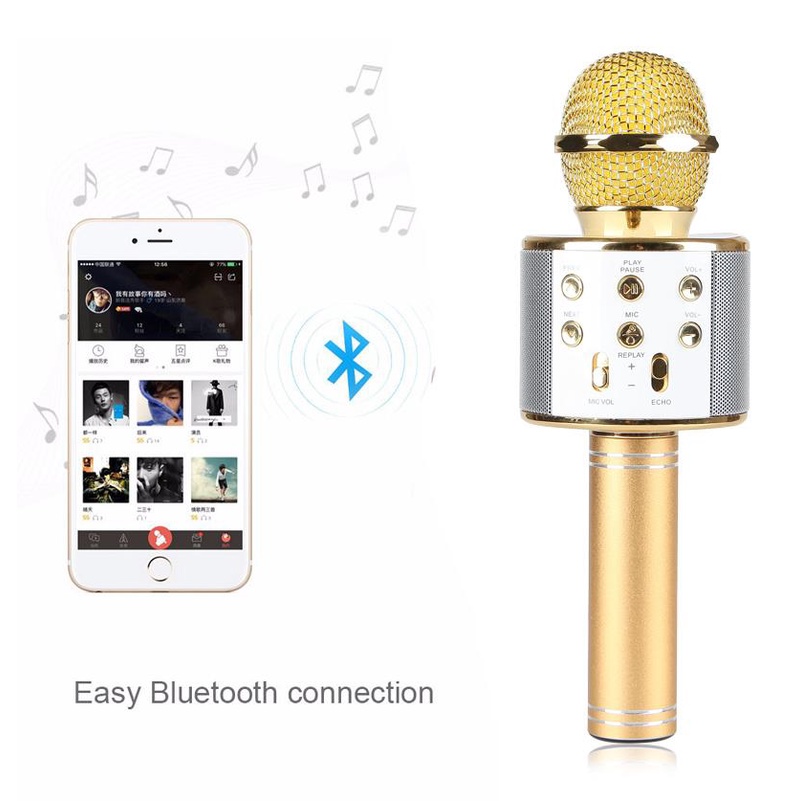 WS858 Mic Hát Karaoke Bluetooth Không Dây WS858 - Âm vang - Ấm - mic hát karaoke cầm tay mini - micro hát trên xe hơi 32