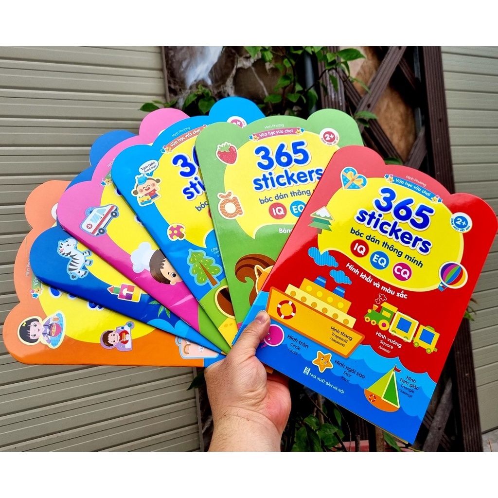 Sách - 365 stickers Bóc dán thông minh song ngữ Việt Anh dành cho trẻ từ 2-6 tuổi (Bộ 6 cuốn)