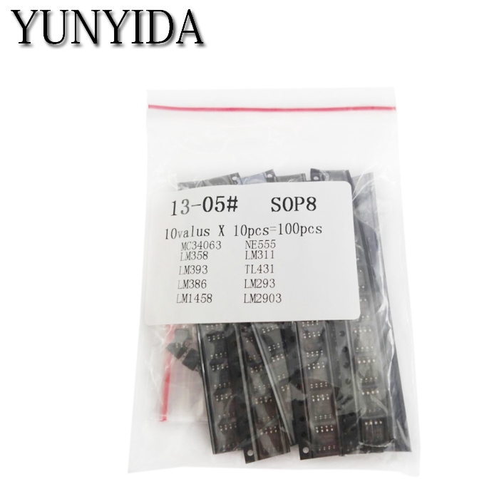 Set 100 Chip Điện Tử Ic Mc34063 Lm358 Lm393 Lm386 Lm1458 Ne555 Lm311 Tl431 Lm293 Lm2903