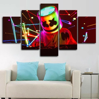 Set 5 Tranh Vải Bạt Treo Tường In Hình DJ Marshmello Live Concert Trang Trí Phòng Khách/Phòng Ngủ